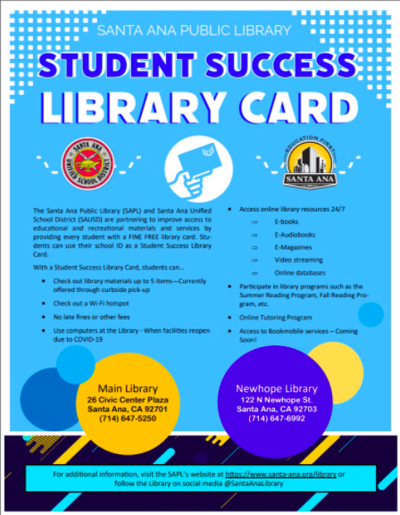 SAPL Student Success Library Card SAPL Student Success Library Card